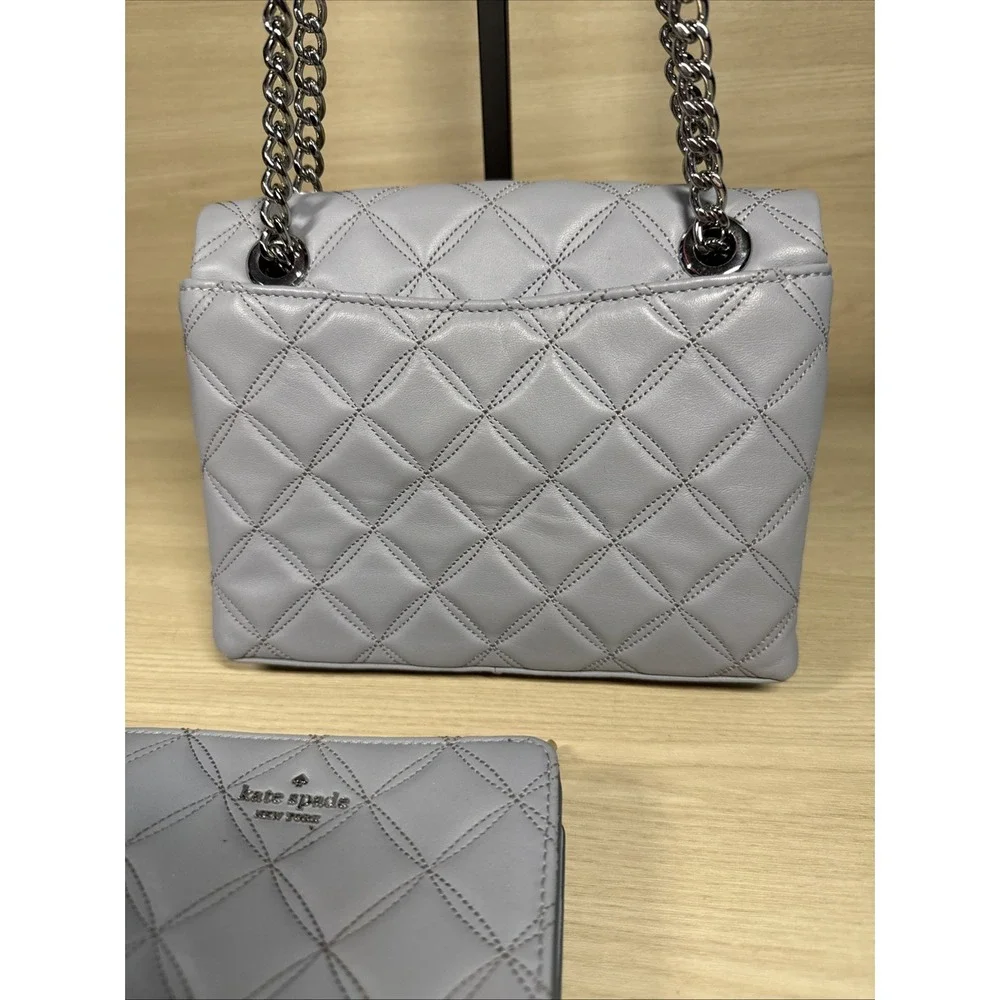 kate Spade Natalia Quilted Medium Chain Leather Shoulder Bag‎ And Wallet Brushed